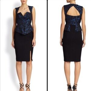 BLACK HALO Blue Black
Brocade Peplum Wiggle Dress
Women's Size 6